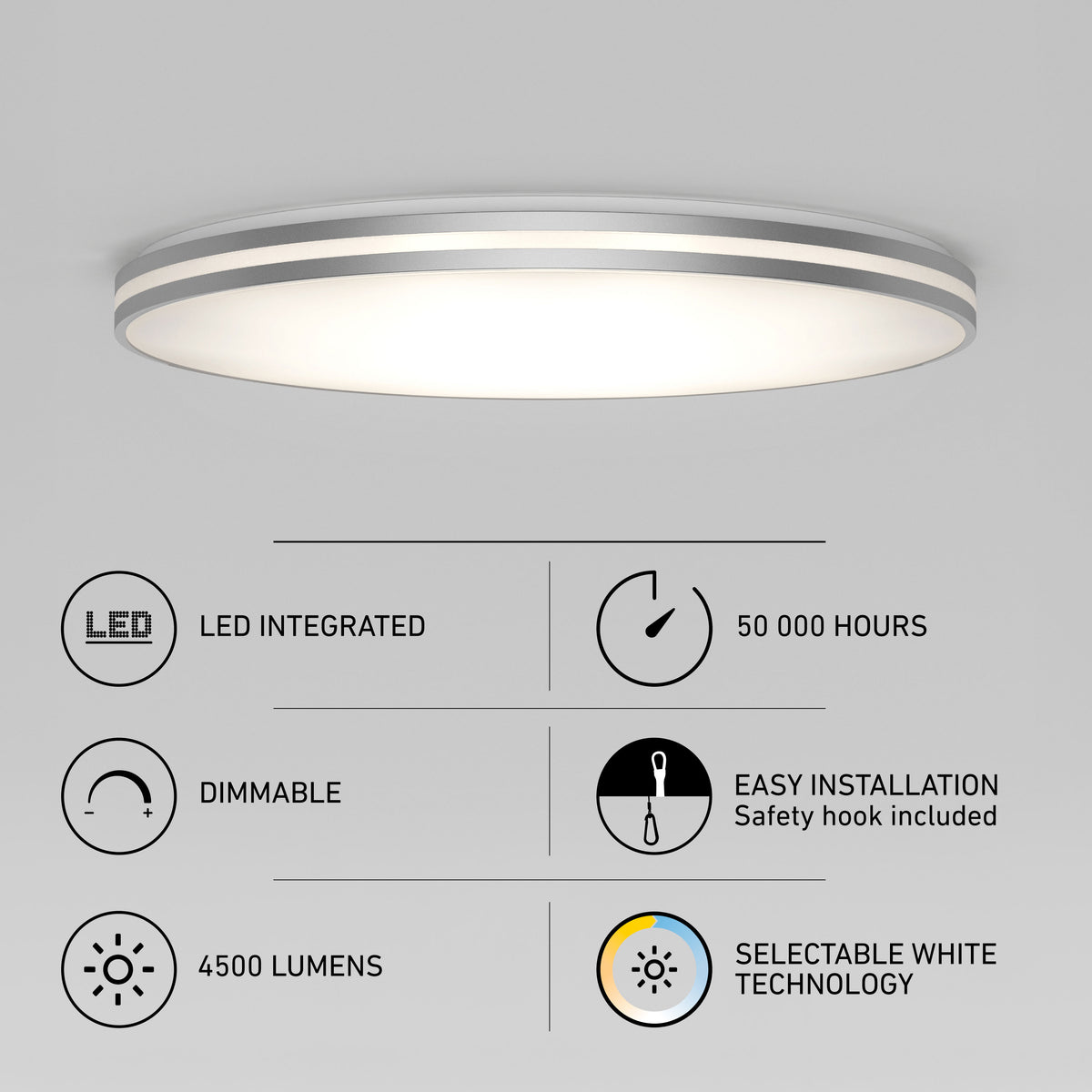 Artika GLOW 30″ LED Flush Mount Ceiling Light, 5 CCT with remote, 4500lm, 50,000 hrs, easy install.