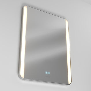 The Artika Onyx LED Mirror with Defogger 3 CCT features a chrome finish, side LEDs, and center touch controls.