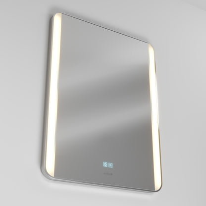 The Artika Onyx LED Mirror with Defogger 3 CCT features a chrome finish, side LEDs, and center touch controls.