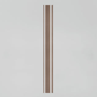 The Artika Panolok 30.67 ft wall panel kit (pack of 8) features narrow, vertical oak-finish panels with three evenly spaced grooves, inspired by Scandinavian design, shown against a plain light background.