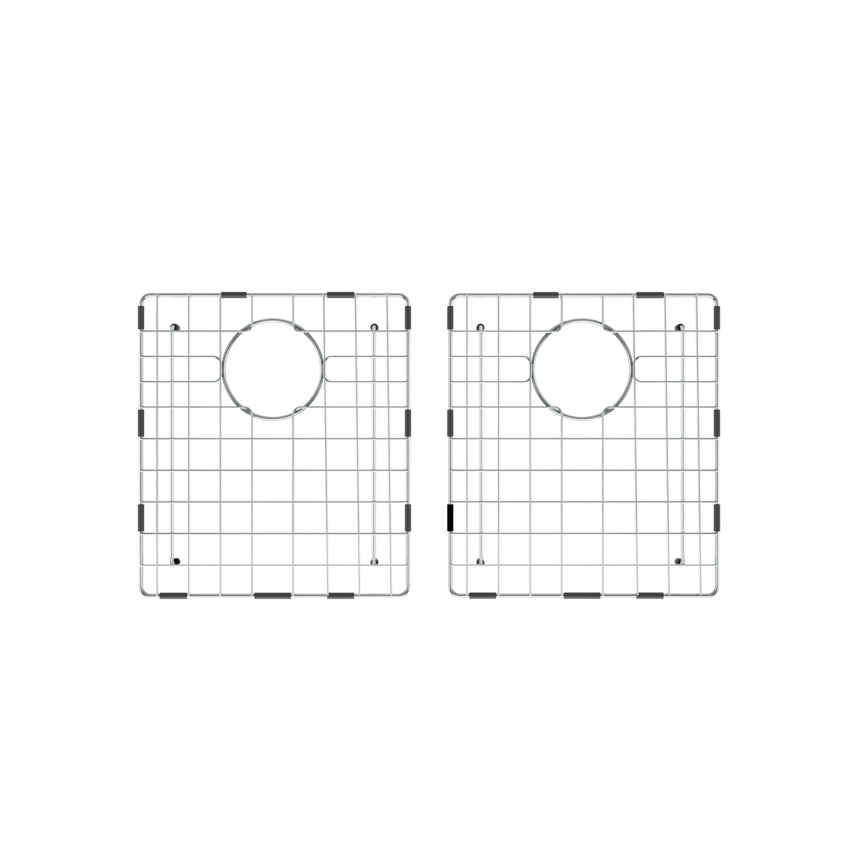 Two Baycrest 33 in. double bowl black sinks by Artika, side by side on a white background.