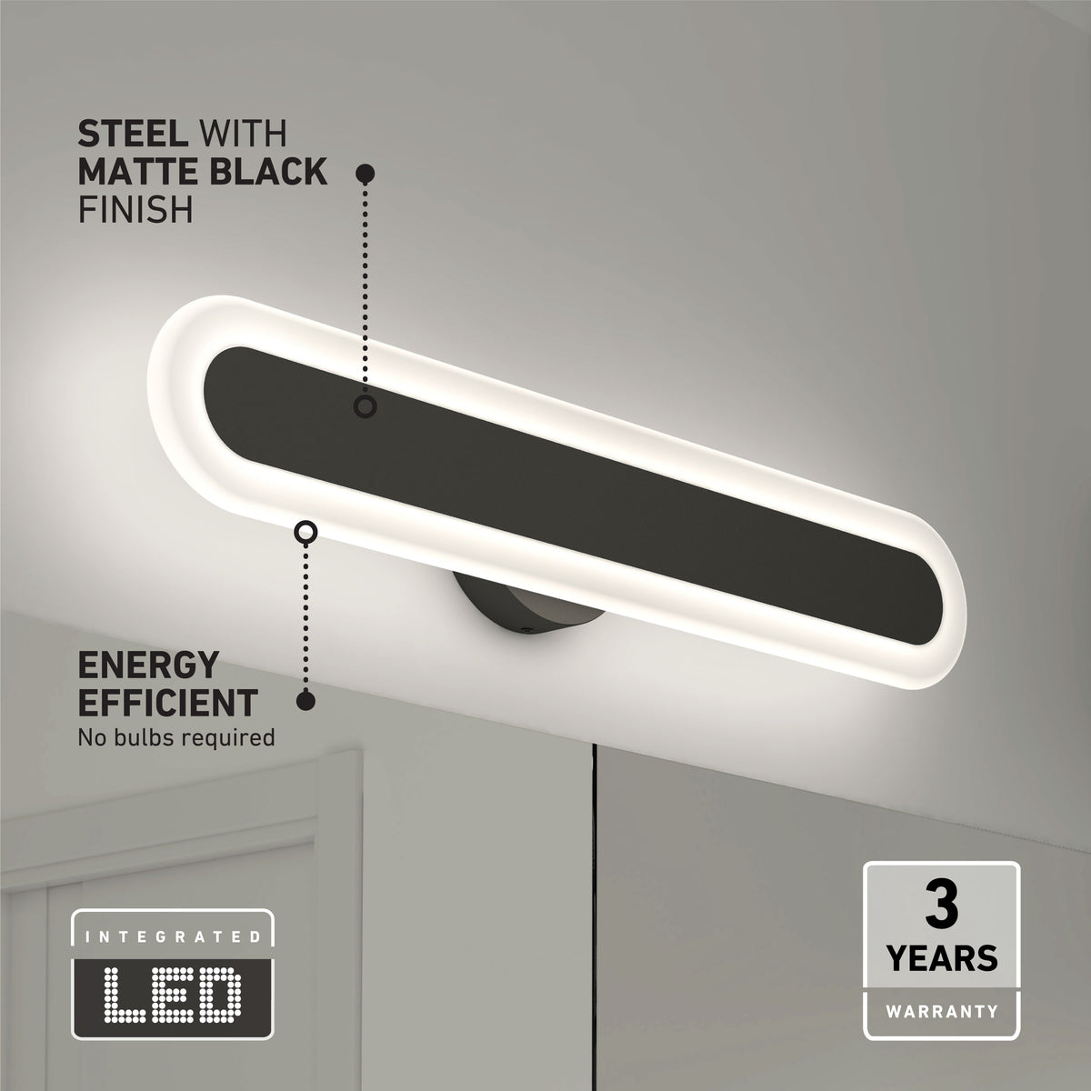 Pista 27-in (69 cm) Integrated LED 5-CCT Vanity Light Bar for Bathroom