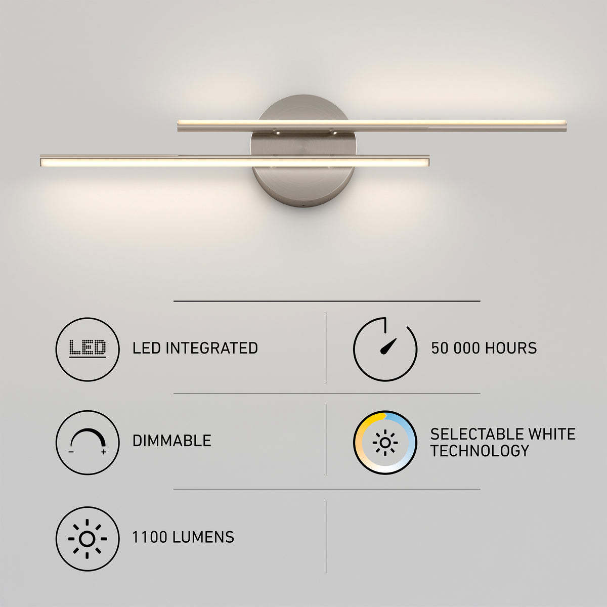 Artika Cisco 27-in LED 5-CCT Vanity Light Bar, dimmable, 1100 lumens, 50,000 hours—perfect for bathroom lighting.