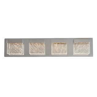 The Artika Bubble Cube 4-light LED vanity features four square bubble-glass shades on a modern chrome base.