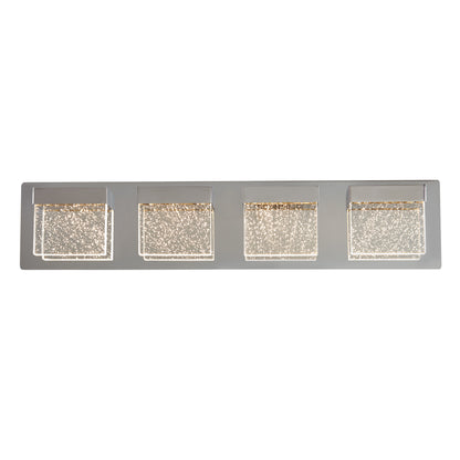 The Artika Bubble Cube 4-light LED bathroom vanity light features a modern rectangular design with clear bubble glass and a chrome finish.