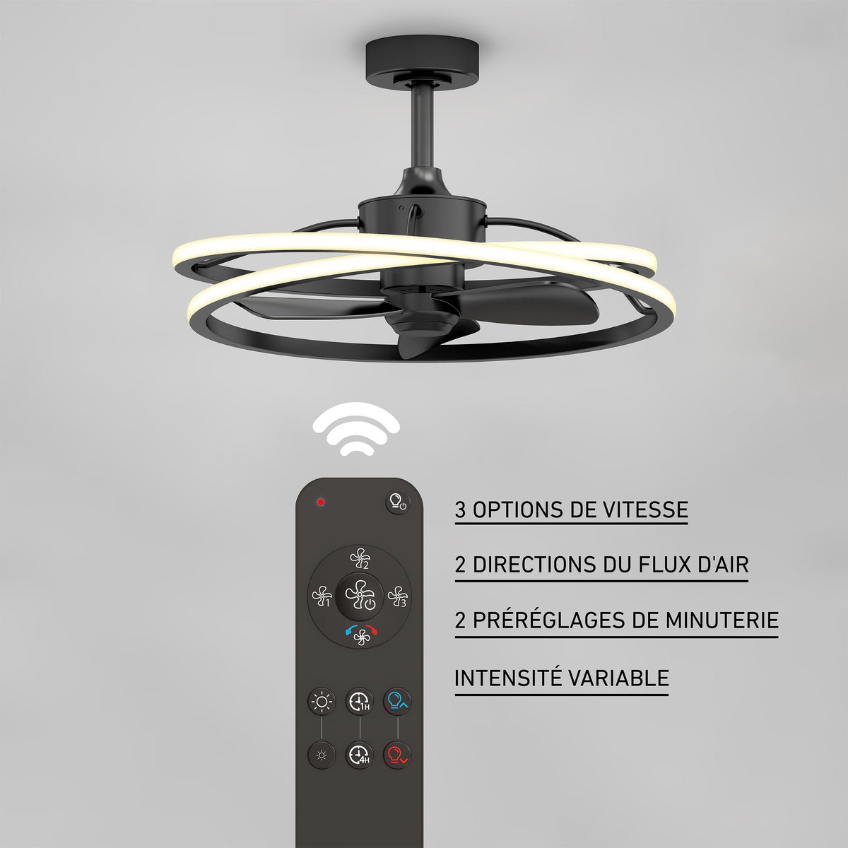 Coda 58 cm (23 in.) LED moderno fandelier ventilador de techo con luz - control remoto incluido