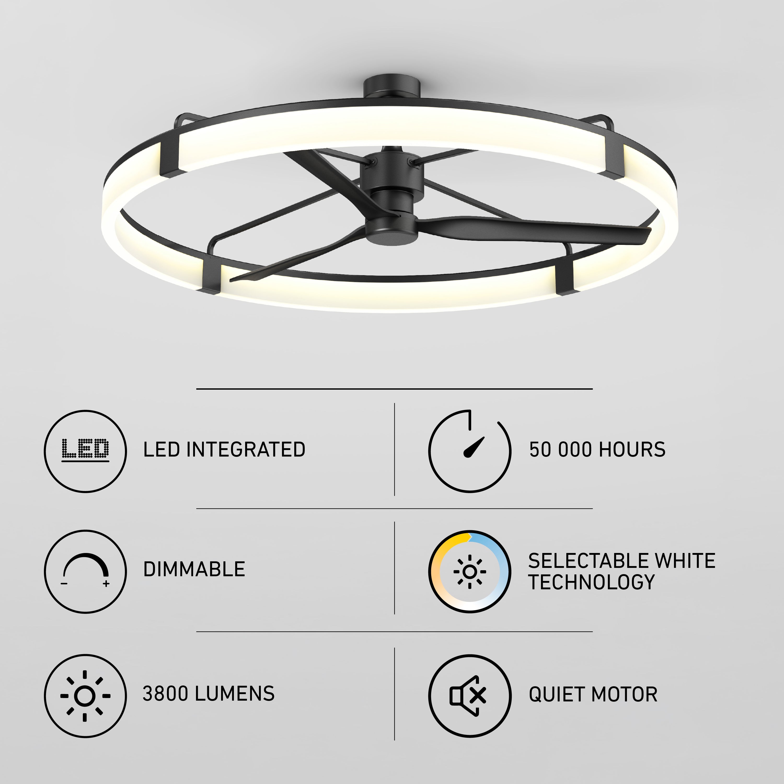 Sunnyvale 52 in. LED Modern Ceiling Fan in Brushed Nickel | Artika