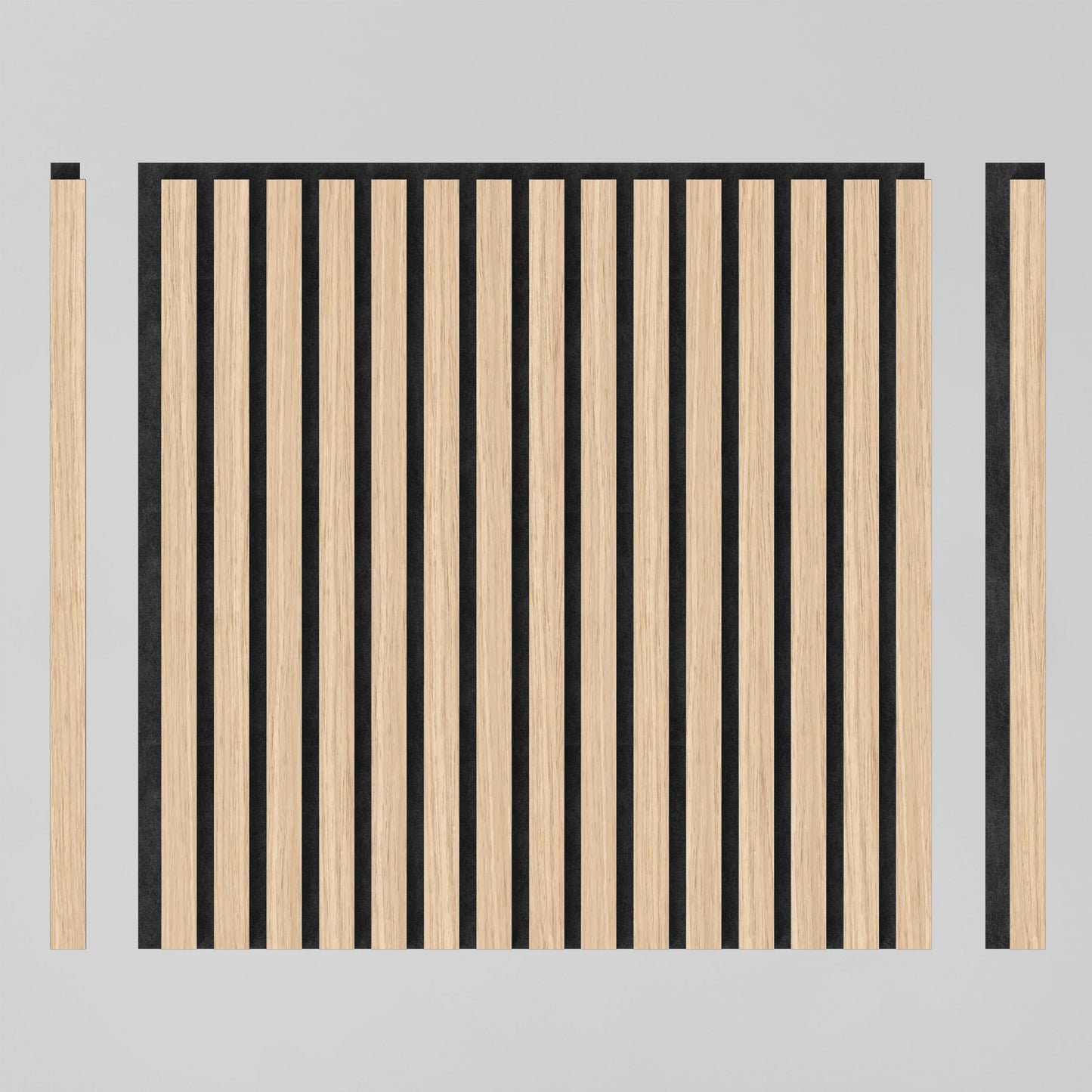 The Artika-CAN-dev Sonolok 15.5 ft sound-absorbing wall panel kit features a square wooden panel with vertical black stripes and two separate thin wooden strips, shown on a light grey background.