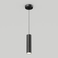 The Artika Cosmic modern LED pendant light 3 CCT features a sleek black cylindrical design with a subtle perforated pattern, hanging from a thin black cord against a plain light gray background.
