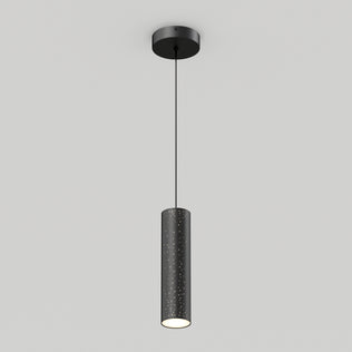The Artika Cosmic modern LED pendant light 3 CCT features a sleek black cylindrical design with a subtle perforated pattern, hanging from a thin black cord against a plain light gray background.