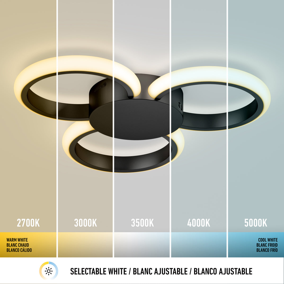 Nyala 15 in. LED flush mount light 5CCT