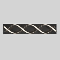 Artika's DNA modern LED bathroom vanity light features two intertwined wavy tubes on a sleek black base against a light gray background.