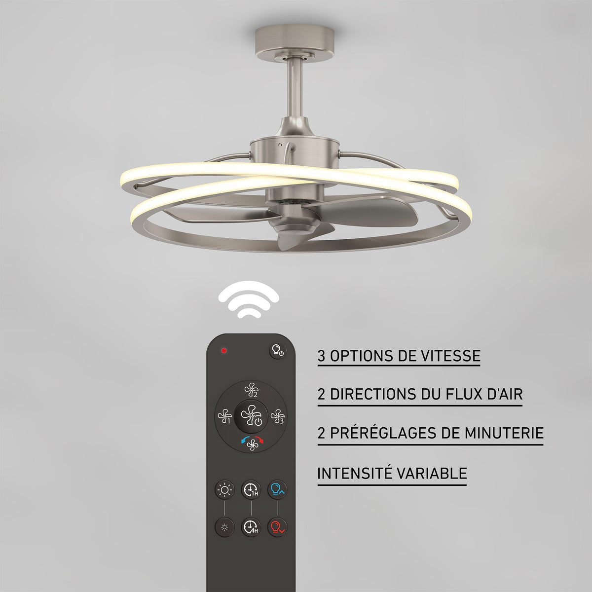 Coda 58 cm (23 in.) LED moderno fandelier ventilador de techo con luz - control remoto incluido