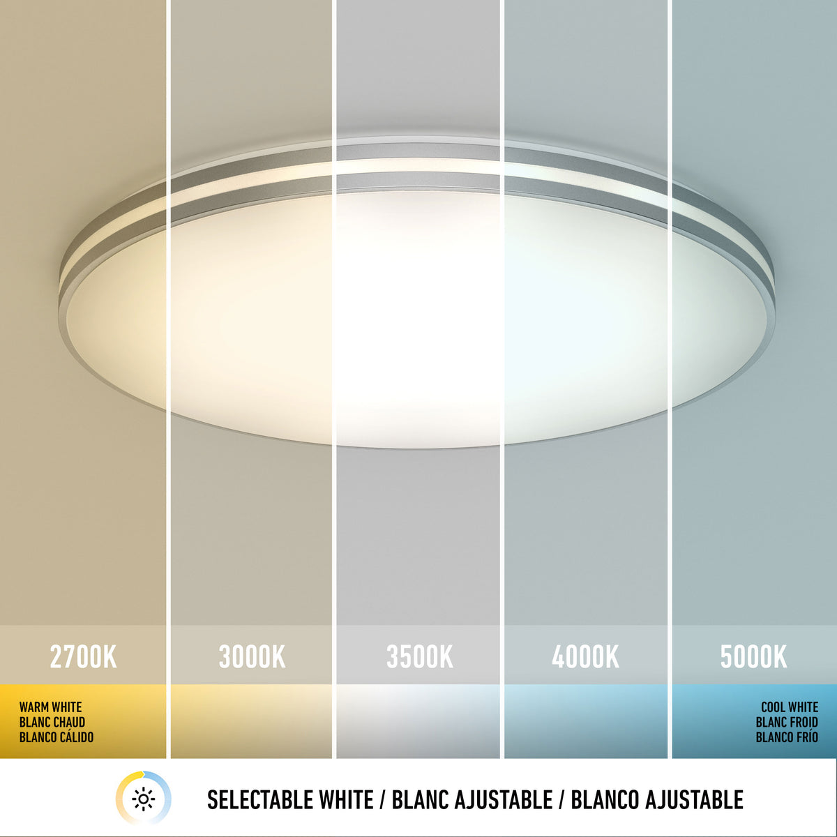 Artika GLOW 30 in. LED Flush Mount offers 5 CCT (2700K-5000K) and remote control for adjustable warm-to-cool lighting.