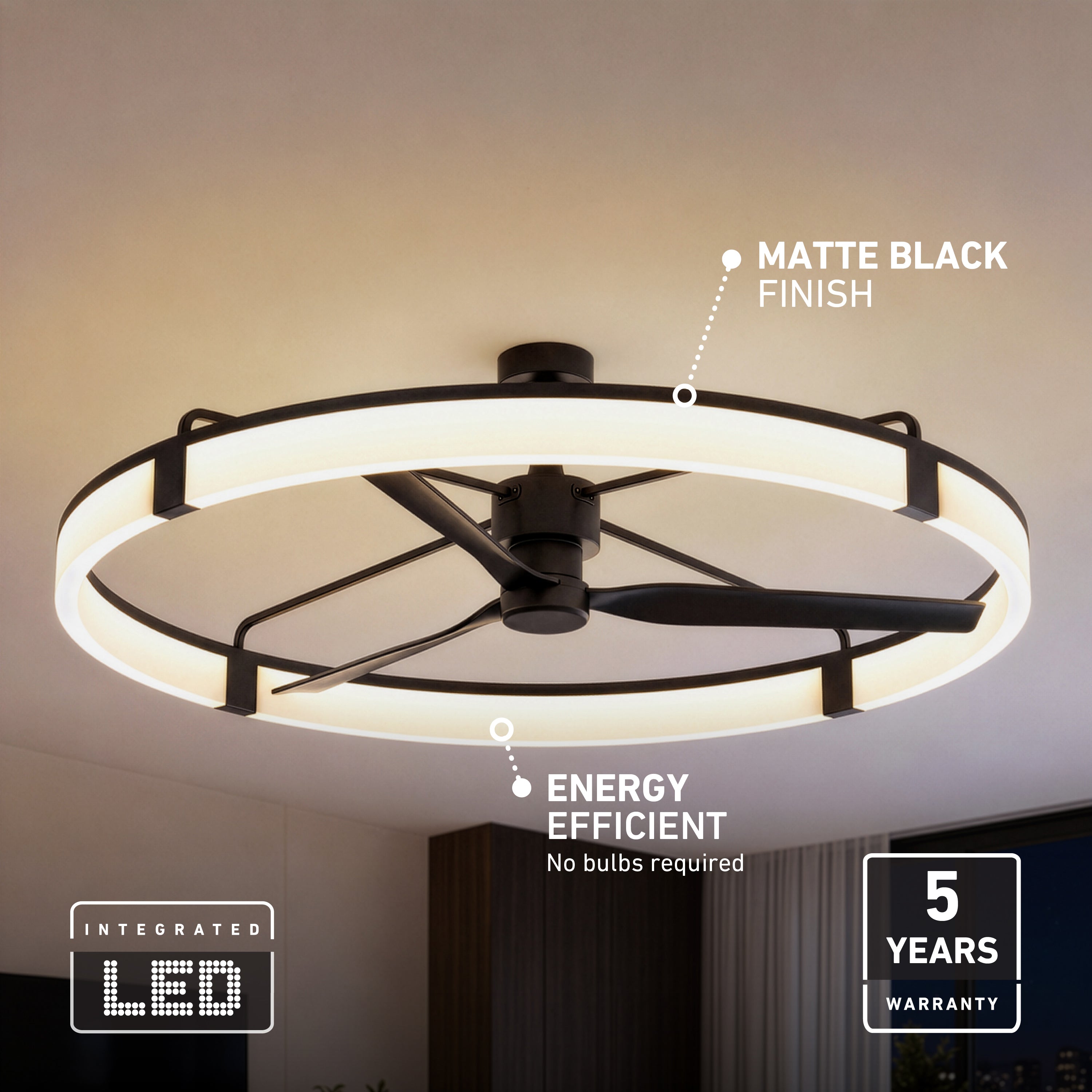 新品 Artika Sunnyvale LED シーリングライトファン Sunnyvale 52 in. LED Modern Ceiling Fan in Matte Black | Artika