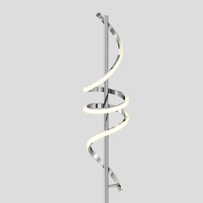 The Artika Coda modern LED floor lamp 5CCT features a dimmable metallic pole and an illuminated helical LED strip, showcased against a plain light gray background.