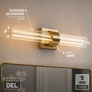Artika Dorado 27 in. 1-Light LED Wall Vanity, 5CCT, modern gold finish, energy-efficient, with a 5-year warranty.