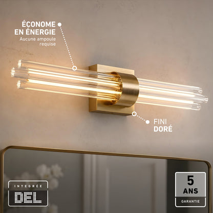 Artika Dorado 27 in. 1-Light LED Wall Vanity, 5CCT, modern gold finish, energy-efficient, with a 5-year warranty.