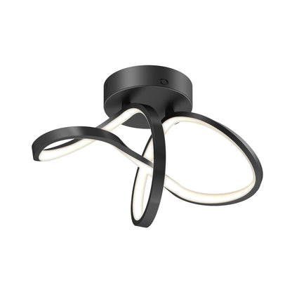 The Artika Loop modern LED flush mount light features three intertwined arms on a round base, offering a sculptural and contemporary look. This fixture provides 3 selectable color temperatures (CCT) for versatile lighting in any space.