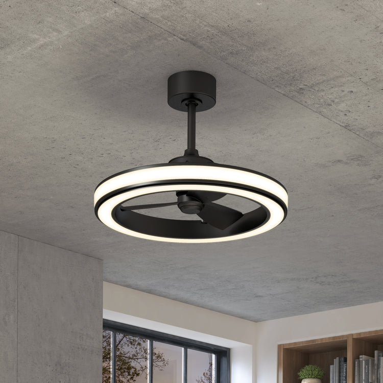 Edwin 23 in. LED modern ceiling fan 3 speeds in Black | Artika