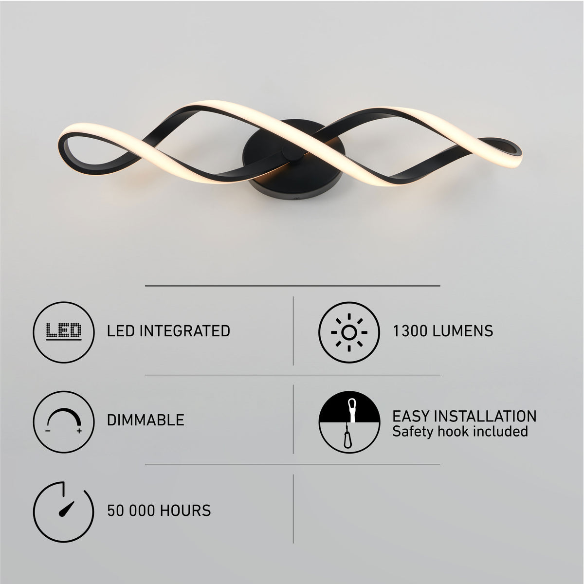 Swirl 27 pulg (68 cm) luminario de vanidad de 3 luces LED moderno para baño