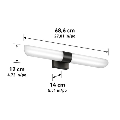 The Artika Wilton LED modern bathroom vanity light 5 CCT is a stylish fixture with precise measurements, perfect for contemporary bathrooms.