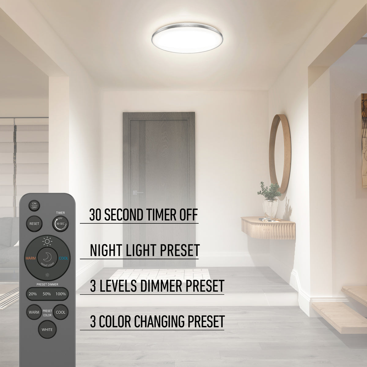 Europa 21 in. LED modern flush mount light - with remote