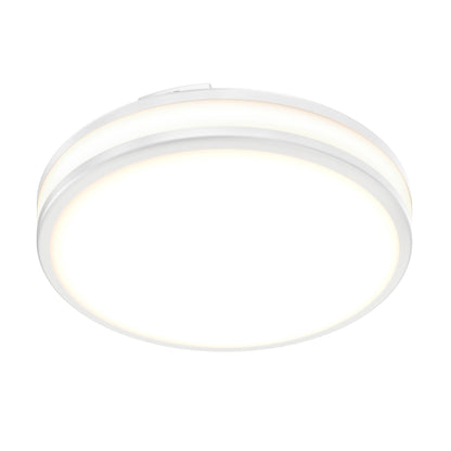 The Artika Hemisphere 15 in. LED flush mount light features a modern round design with a white finish, offering bright, even illumination from both the outer edge and center with selectable color temperatures.