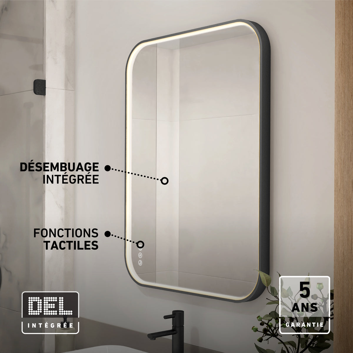 Royce 24 in. x 32 in. (61 x 81 cm) Dimmable Anti-Fog LED Mirror