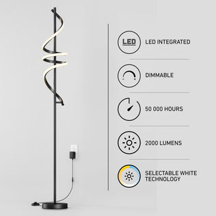 Artika Coda LED floor lamp, 2000 lumens, 5CCT moods, dimmable, 50,000-hour life—perfect modern lighting.
